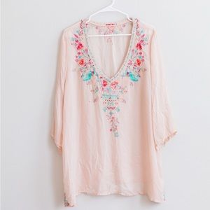 Johnny Was Priscilla Pink Tunic Top XXL